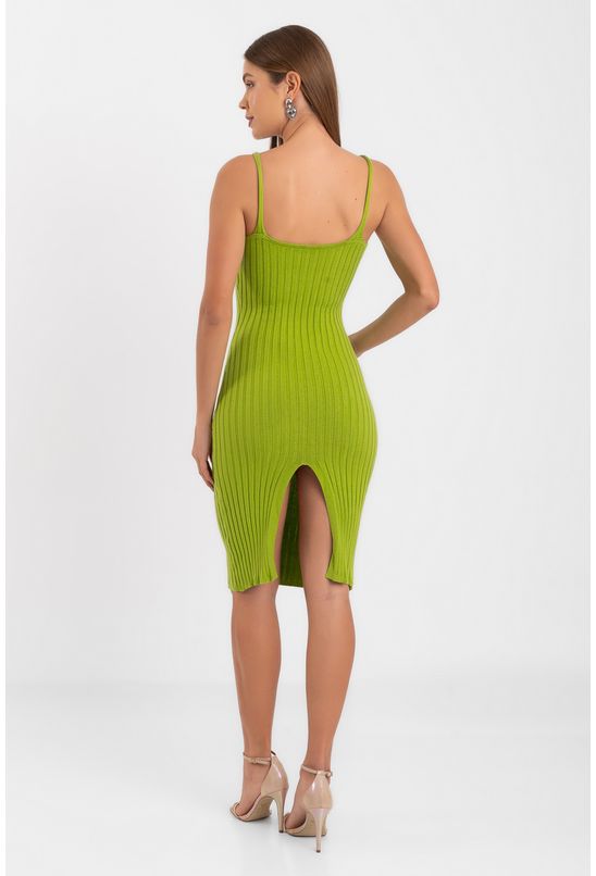 Vestido midi alca fina verde -1-